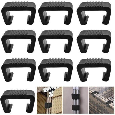 Set mit 10 extra starken Gartenmöbelverbindern aus Polyrattan – Gartenmöbelclips – Polyrattan – 5,25 cm (1/5)