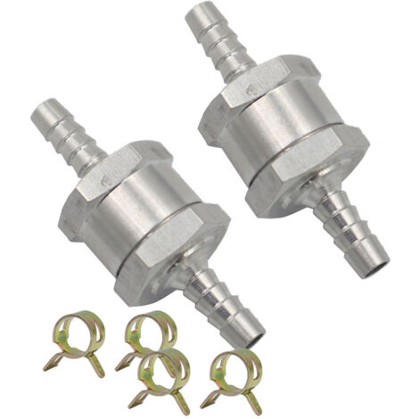 2 Pièces Clapet Anti-Retour, 8mm D'aluminium Carburant Non Retour Clapet Anti-Retour, avec 4 clips à ressort, pour Essence Diesel Carburateur Systèmes de Carburant à Basse Pression (1/5)