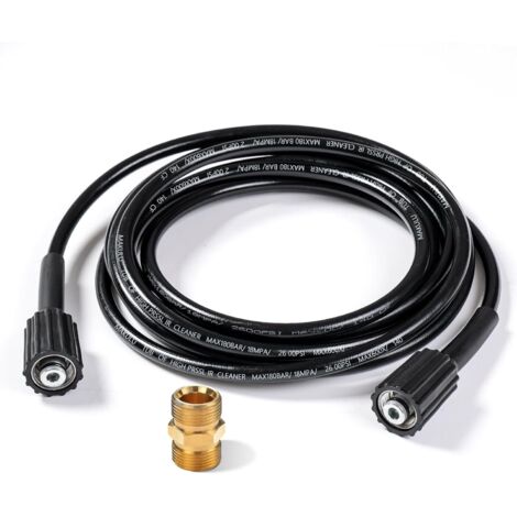 15M Tuyau de Rechange Tuyau d'extension pour Nettoyeur Haute Pression, avec M22 Femelle Flexible Fileté Mâle Connecteur pour Karcher Nettoyage De L'eau M22-14mm Connexion Kärcher (1/5)