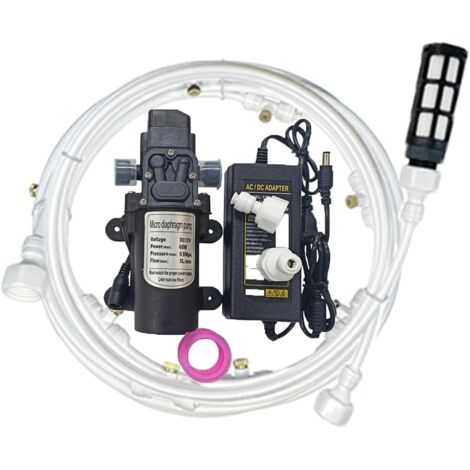 Kit de système de refroidissement à la brume extérieure avec une pompe 12V, avec un pulvérisateur en bronze, un système d'irrigation micro-drip de jardin (1/5)