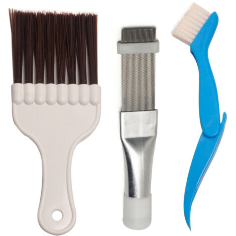 Peigne d'Aileron de Condensateur de Climatiseur,3pcs Nettoyeur d'Ailettes de Climatiseur,Brosse de Climatiseur,Brosse de Nettoyage en Acier Inoxydable,Outil Radiateur (1/5)