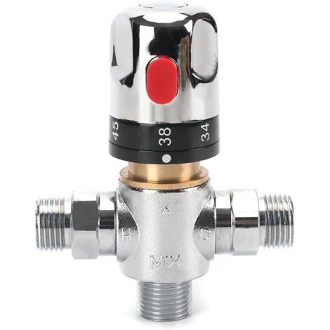 Robinet mitigeur thermostatique, robinet mélangeur d'eau chaude et d'eau froide avec connecteur G 1/2", graduation en centidrage, laiton massif (1/5)
