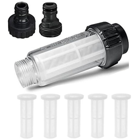 Préfiltre - Pompe de jardin de 3/4" avec 4 filtres - 2 connecteurs centraux pour nettoyeur haute pression, pompe de jardin, arrosage de jardin (1/5)