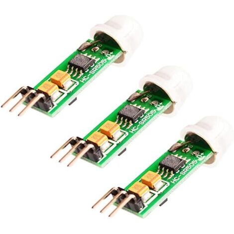 3 pièces HC-SR501 SR505 Mini Infrarouge Module détecteur de capteur PIR Module de détection corporelle Interrupteur à capteur Humain (1/4)