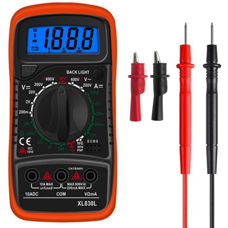 Multimètre numérique avec sélection de plage automatique, testeur de tension de testeur de batterie de voltmètre Testeur de continuité avec résistance, maintien des données et fonction (1/5)
