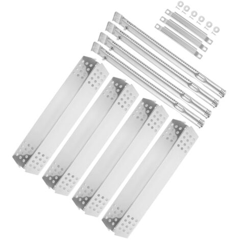 Pièces pour Barbecue au gaz (Pack 4 Brûleurs + 4 Plaque de Chaleur en Acier Inoxydable) de Rechange pour Sunbeam Nexgrill Grill Master XH00398, Barbecook (1/5)