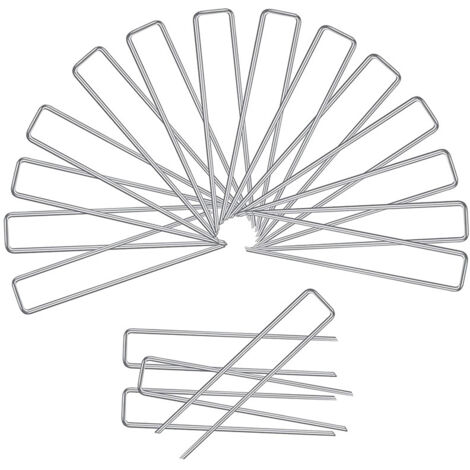 Clous pour tapis de sol, clous en tissu résistant à l'herbe, clous de jardinage en forme de U, clous en fil d'acier, clous de sol à pointe inclinée galvanisés pour pelouse, fixateur de film de paillis (1/5)