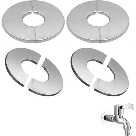 Lot de 4 rosaces pour tuyau de chauffage, rosace de 24 mm, rosace pour compteur d'eau, manchons de tuyau en acier inoxydable, couvercle pour tuyau de chauffage, couvercle pour tuyau fendu, rosace pour (1/5)