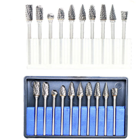 Lot de 10 fraises rotatives en carbure de tungstène avec tête de meulage pour outils rotatifs Dremel, forage et polissage du métal (1/5)