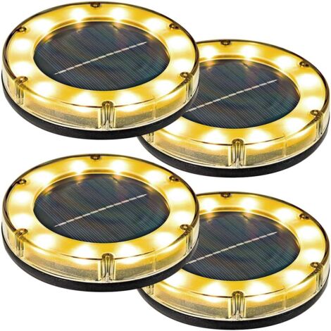 Lampe solaire de jardin, type placé, encastrée pour l'extérieur, étanche, lumière solaire, capteur de lumière, éclairage indirect de jardin (couleur CHAUDE) (1/3)