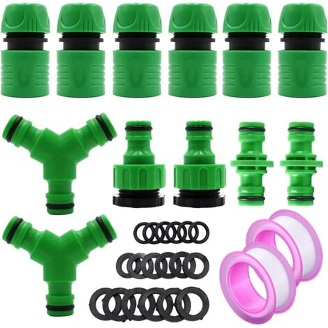 Kit de connecteur de tuyau d'arrosage, ensemble de raccord de tuyau 2 en 1, connecteur de tuyau d'arrosage, connecteur de robinet pour robinets de tuyau d'arrosage avec filetage (1/5)