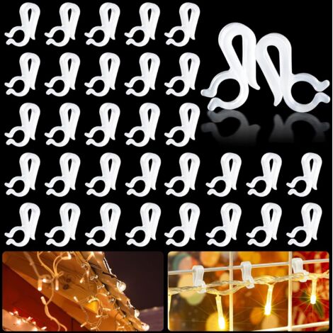 80 PCS Clip de Lumière de Noël en Plastique, Crochet de Lumière de Noël, Clips de Gouttière de Lumière, Crochets de Gouttière pour l'intérieur et l'extérieur, Noël, décoration d'éclairage de Mariage (1/5)