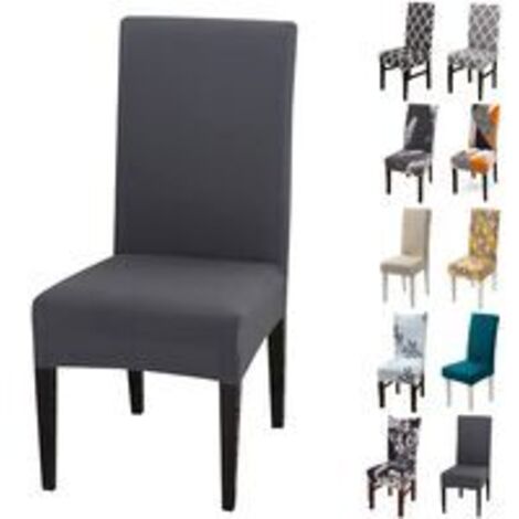 Lot de 6 Housses de Chaise Extensibles Universelle - Moderne - Gris(45x45x90 cm) (1/5)