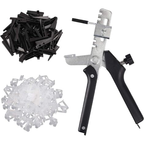 Kit de Système de Nivellement de Carrelage avec 1 Pince+100 Cales Réutilisable+100 Clips 1.5MM Kit Nivellement Carrelage pour 416mm Épaisseur de Tuile Construction de Mur/Sol en Céramique (1/5)