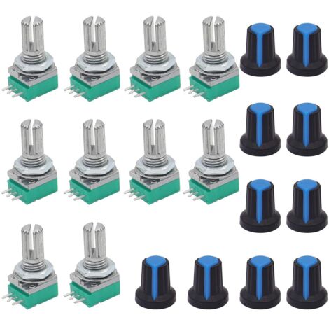 Potentiomètres d'amplificateur à joint rotatif linéaire unique, Type 10k Ohm, arbre moleté 3 broches RK097N-3-10K, 10 pièces (1/5)