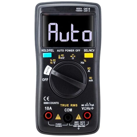 Multimètre numérique avec rétro-éclairage d'affichage LCD à 6000 comptages pour la tension AC / DC, électricité DC, passage, résistance, diode (1/5)