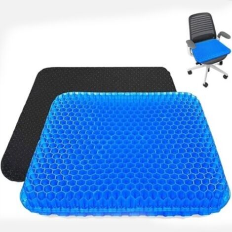 Coussin de chaise, Coussin de Gel Respirant, Coussin Anti Escarres, Soulage la Pression sur Le Orthopédique avec Housse Antidérapant pour Voiture/Bureau/Maison/Fauteuil Roulant Taille42x36x3,5cm(bleu) (1/5)