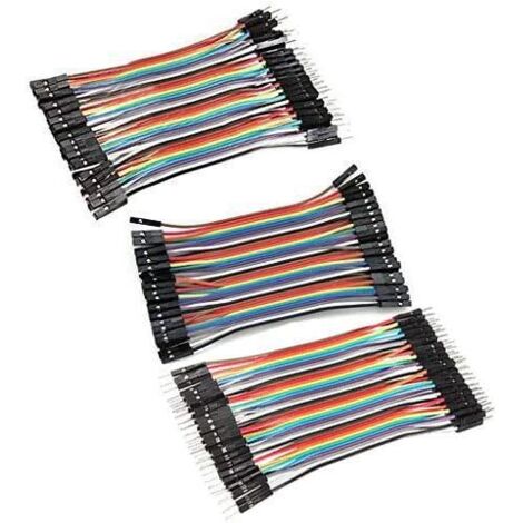 1 Set 120P 10CM 2,54 mm Breadboard Câbles Jumper Wires 40P Multicolore mâle à mâle, Femelle à Femelle, Femelle à mâle, Kit de câbles pour Arduino, Prototypage, Projet DIY (1/5)
