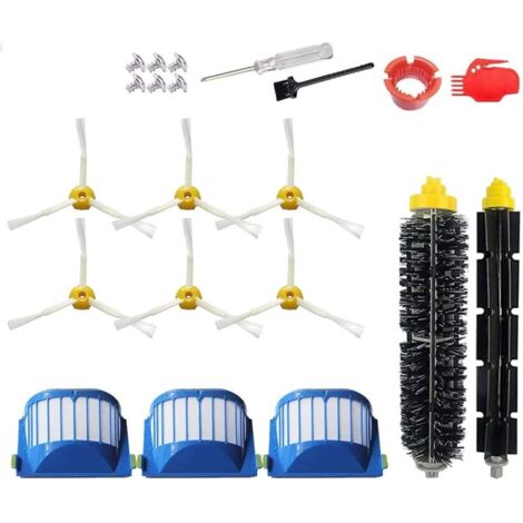 Accessoires pour iRobot Roomba Série 600 675 677 692 671 694 691 614 615 635 676 670 645 655 690, Série 500 595 585 564 552 Pièces de rechange Inclure 3 filtres, 6 brosses latérales, 1 brosse à poils (1/5)