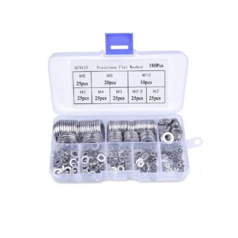 Lot de 180 rondelles plates rondes M2-10 en acier inoxydable pour vis, boulons, décoration d'intérieur, réparation générale (1/2)