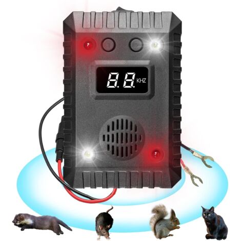 Répulsif Anti Martre, Repulsif Ultrason Anti Rongeur pour Voiture Haute fréquence, Anti Souris et Rats pour Moteur de Voiture, Repulsif Pigeon avec Stroboscopique, Protéger Voiture et Votre Maison (1/5)