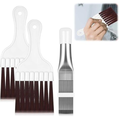 Brosse de Climatiseur,Peigne d'Aileron de Condensateur de Climatiseur,3pcs Brosse de à Ailettes,Nettoyeur d'Ailettes de Climatiseur,Brosse de en Acier Inoxydable,Outil Radiateur (1/5)