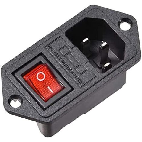 Prise mâle C14 avec fusible NO-OFF Interrupteur 3 broches 2 positions 10A 250V 2 Set (1/4)