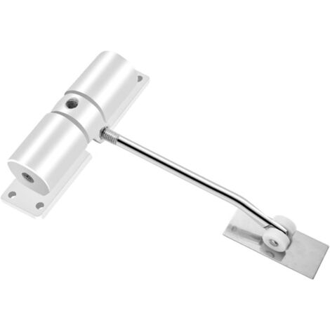 Ferme-porte automatique à ressort réglable pour porte intérieure avec tige de réglage et vis (blanc) (1/5)