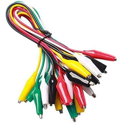 10pcs Soudé Fils de Test avec Pinces Crocodiles Câble de Test Isolé Clips à Double Extrémité (50cm) (1/5)