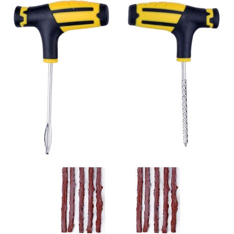 Kit de Réparation de Pneu, Kit Reparation Pneu Voiture, Kit Anti-Crevaison pour Voiture, 10 Bandes de Réparation de Pneu, Outil Réparation Pneus, pour Voitures,Motos,Camions,SUV,VTT,Tracteurs (1/5)