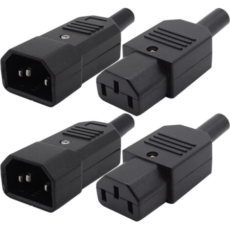 4pcs IEC 320 C14 Mâle Prise à C13 Femelle Prise,IEC C14 Kettle Plug,Ordinateur imprimante Moniteur Plug,Secteur Connecteur (1/5)