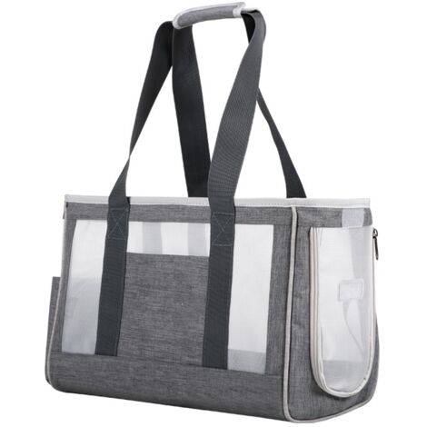 Sac Transport Chat, Sac Transport Chien Respirant et Pliable avec coussin épaissie confortable pour Voyage en Train, Voiture, Restaurant, Avion,Tissu Oxford Gris Taille S (39 x 17 x 27cm) (1/5)