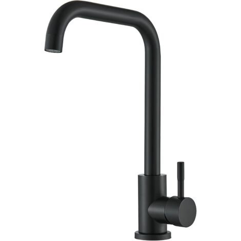 Robinet de cuisine robinet de cuisine noir en acier inoxydable, robinet de cuisine mitigeur rotatif à 360° cuisine avec bec haut, robinet d'évier raccords G3/8'', robinet de cuisine noir bec haut (1/5)