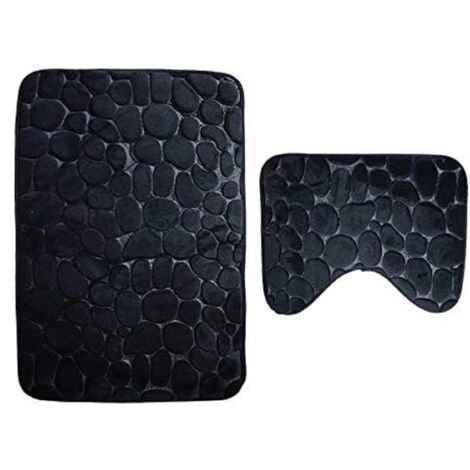 – Lot de 2 tapis de bain antidérapants lavables en microfibre – Dimensions 50x80cm et 50x40cm – Envers latex pour sécurité accrue (1/4)