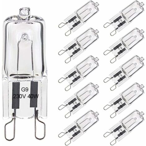 Ampoule G9 40W Pour Four Tolérance de 300°C, Ampoule Halogène G9 Dimmable Blanc Chaud, G9 Ampoules Capsule Filament 480LM 230V Lot de 10 (1/5)