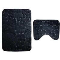 – Lot de 2 tapis de bain antidérapants lavables en microfibre – Dimensions 50x80cm et 50x40cm – Envers latex pour sécurité accrue