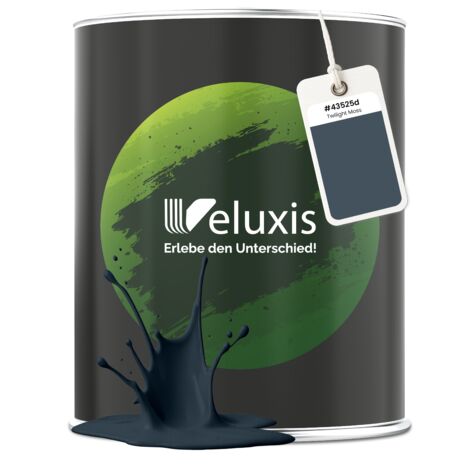 Pittura murale grigio verde blu opaca per interni – Copertura classe 1, senza COV, senza primer, a goccia – Soggiorno e camera da letto – 2,5 L – Veluxis (Twilight Moss)