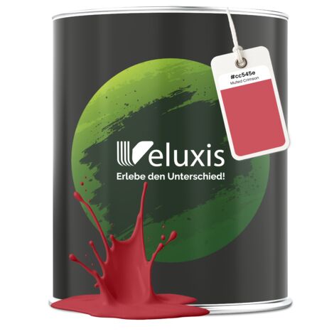 Pittura murale rosso rosa opaca per interni – Copertura classe 1, senza COV, senza primer, a bassa gocciolatura – Soggiorno e camera da letto – 1 L – Veluxis (Muted Crimson) (1/5)