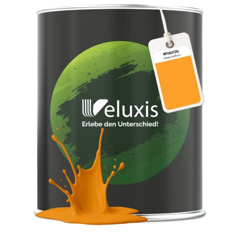 Pittura murale arancione oro giallo opaca per interni – Copertura classe 1, senza COV, senza primer, a goccia – Soggiorno e camera da letto – 2,5 L – Veluxis (Deep Saffron) (1/5)