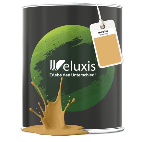 Pittura murale Beige Crema opaca per interni – Copertura Classe 1, senza COV, senza primer, a bassa gocciolatura – Soggiorno e camera da letto – 1 L – Veluxis (Dried Hay)