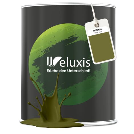 Pittura murale verde giallo oro opaca per interni – Copertura classe 1, senza COV, senza primer, a goccia – Soggiorno e camera da letto – 1 L – Veluxis (Olive Bark)