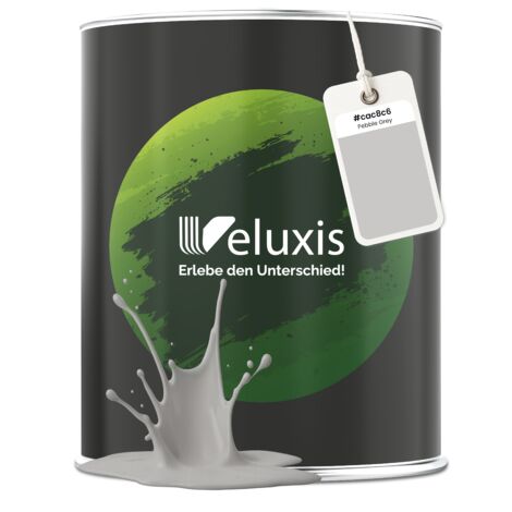 Pittura murale grigio chiaro, grigio beige, opaca, per interni – Copertura classe 1, senza COV, senza primer, a goccia – Soggiorno e camera da letto – 1 L – Veluxis (Cashmere Grey)