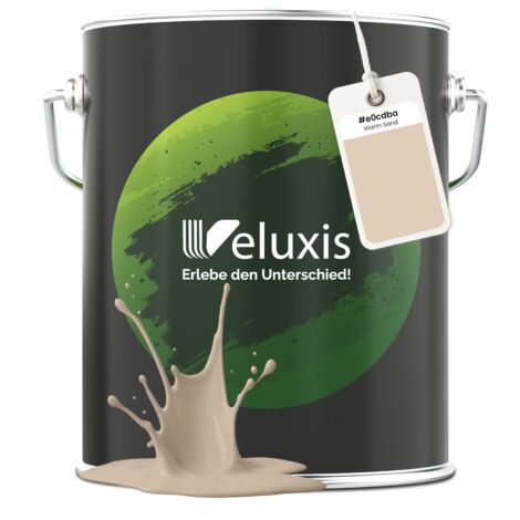 Pittura murale beige crema grigio chiaro opaca per interni – Copertura classe 1, senza COV, senza primer, a goccia – Soggiorno e camera da letto – 5 L – Veluxis (Warm Sand)