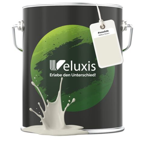 Pittura murale Beige Grigio chiaro Grigio Opaca per interni – Copertura Classe 1, senza COV, senza primer, a goccia – Soggiorno e camera da letto – 5 L – Veluxis (Mellow Brown) (1/5)