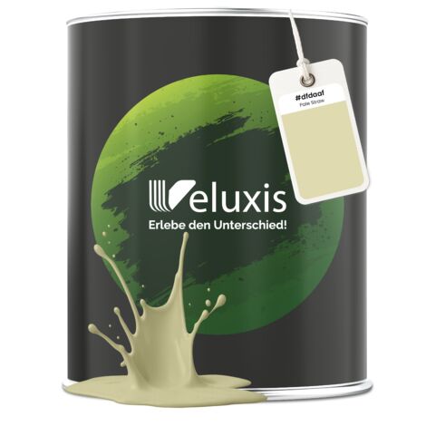 Pittura murale giallo beige crema opaca per interni – Copertura classe 1, senza COV, senza primer, a bassa gocciolatura – Soggiorno e camera da letto – 1 L – Veluxis (Pale Straw)