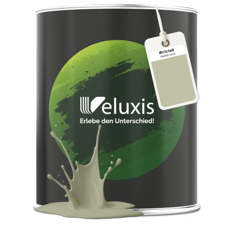 Pittura murale verde opaca per interni – Copertura classe 1, senza COV, senza primer, a goccia – Soggiorno e camera da letto – 1 L – Veluxis (Gentle Lime)