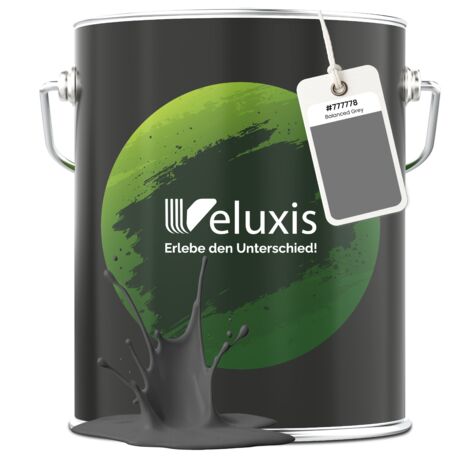 Pittura murale grigio antracite opaca per interni – Copertura classe 1, senza COV, senza primer, a goccia – Soggiorno e camera da letto – 5 L – Veluxis (Balanced Grey)