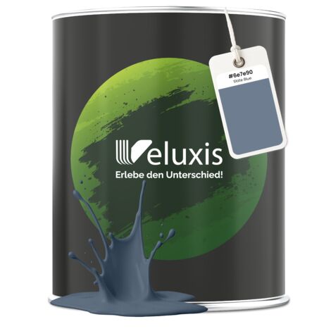 Pittura murale blu grigio azzurro opaca per interni – Copertura classe 1, senza COV, senza primer, a goccia – Soggiorno e camera da letto – 2,5 L – Veluxis (Slate Blue)