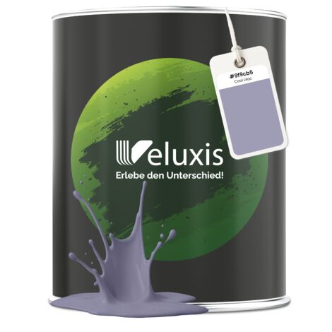 Pittura murale Grigio Grigio chiaro Lilla Opaca per interni – Copertura Classe 1, senza COV, senza primer, a goccia – Soggiorno e camera da letto – 1 L – Veluxis (Cool Lilac)