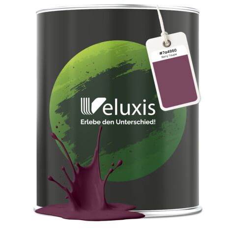 Pittura murale Lila Berry opaca per interni – Copertura classe 1, senza COV, senza primer, a goccia – Soggiorno e camera da letto – 2,5 L – Veluxis (Berry Taupe) (1/5)